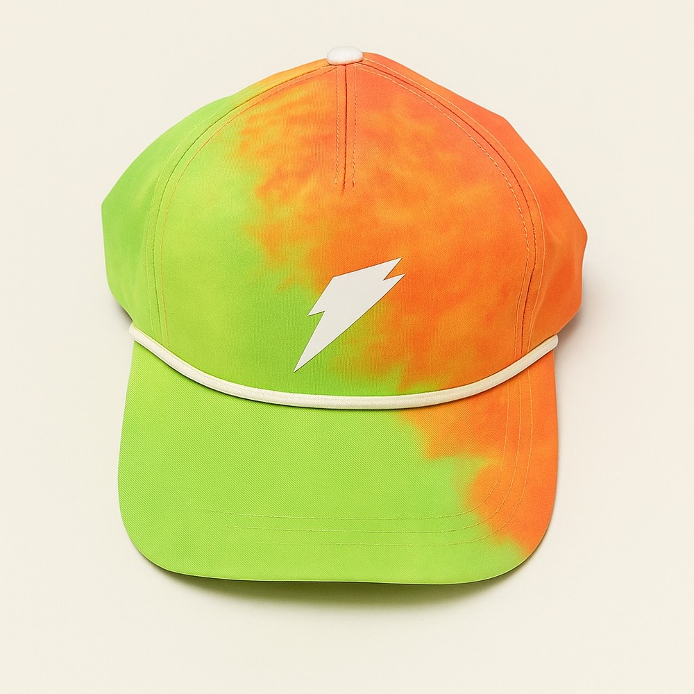 GATORADE Tie Dye Snapback Hat Neon Green‎ Orange Lightning Bolt Logo Adjustable